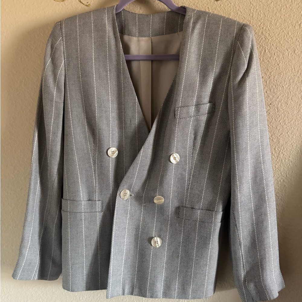 Ashley Brooke Stripe Crop Blazer